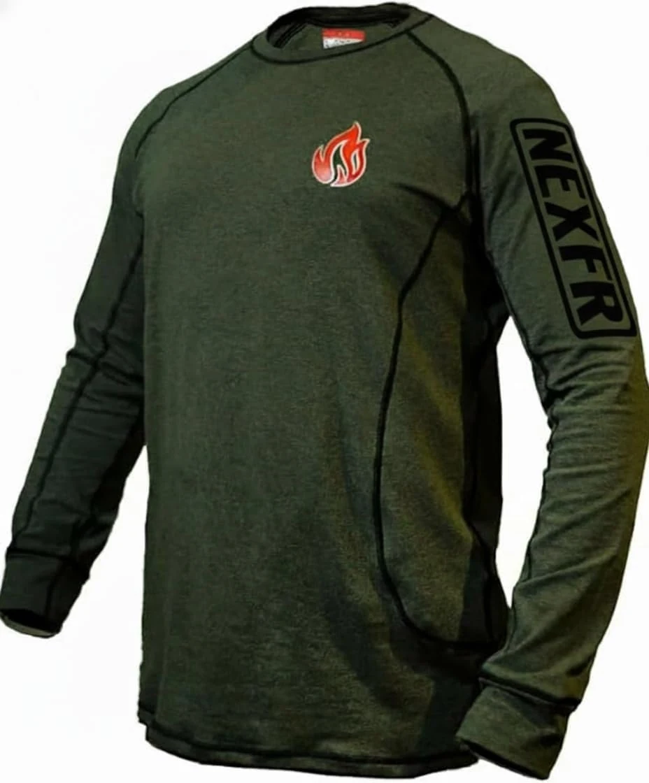 Næxon Long-Sleeve FR Crew Shirt — Green product photo
