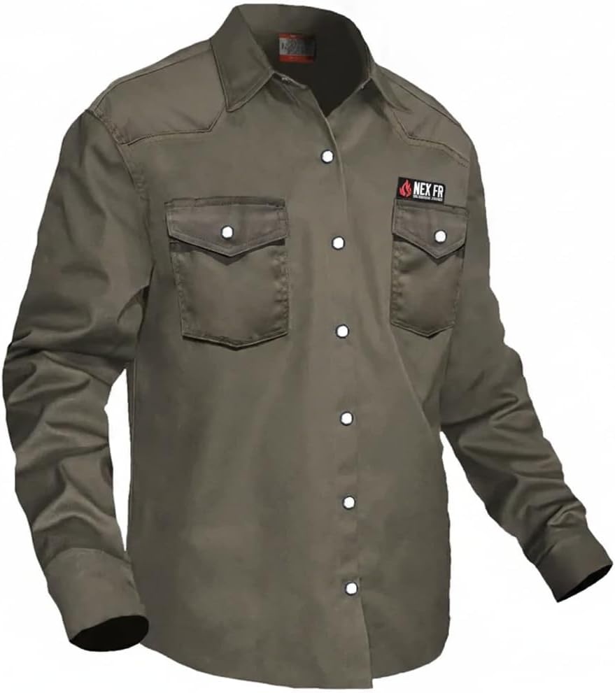 Næxon Pearl-Snap FR Work Shirt — Ash Gray product photo
