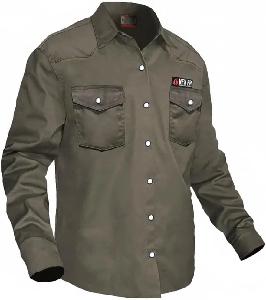 Næxon Pearl-Snap FR Work Shirt — Ash Gray product photo