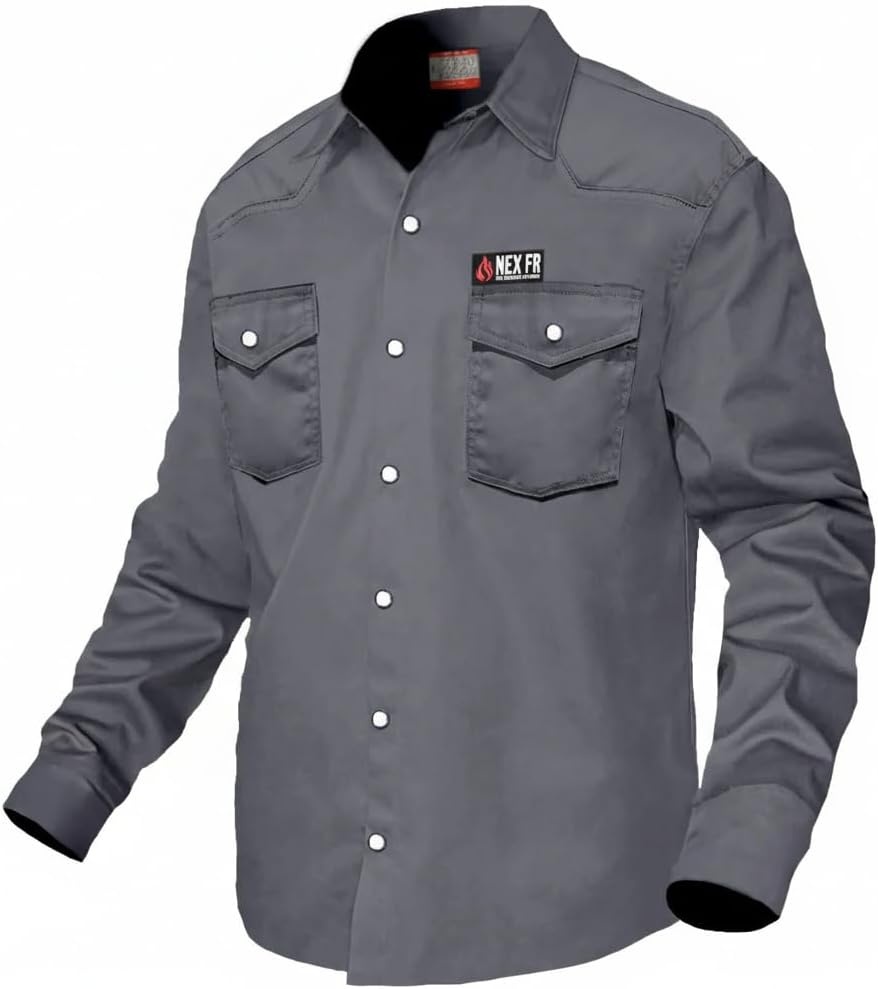 Næxon Pearl-Snap FR Work Shirt — Gray product photo