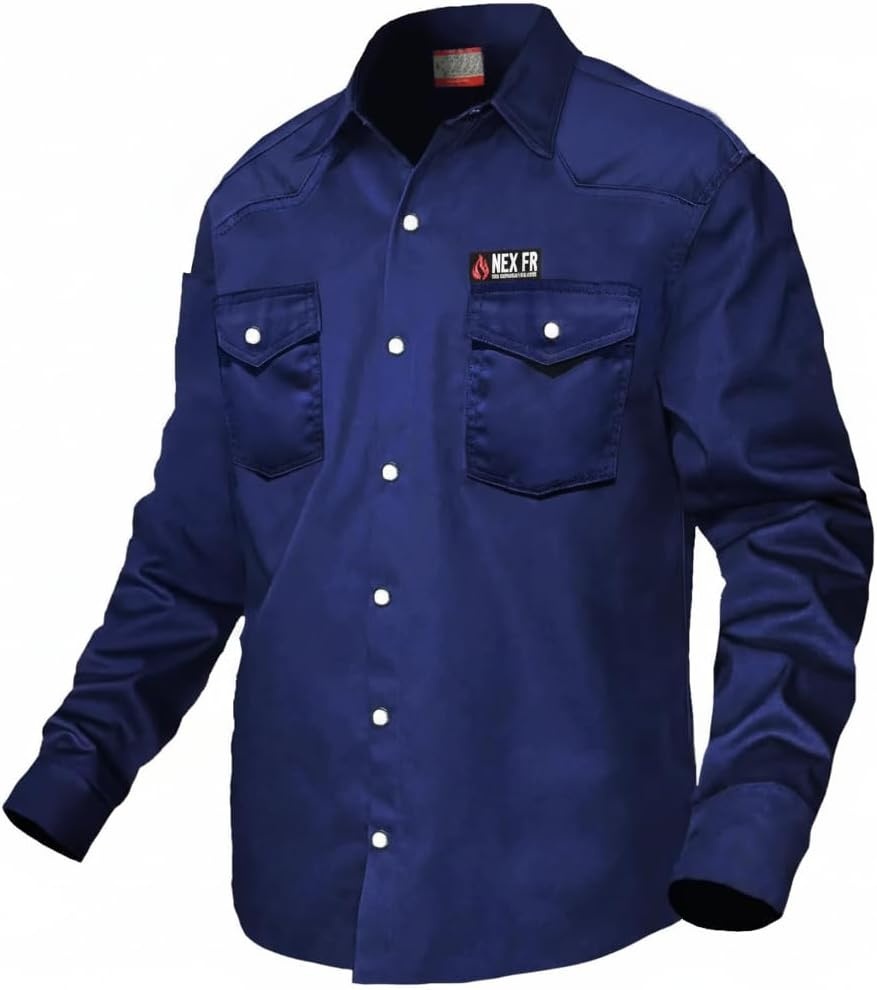 Næxon Pearl-Snap FR Work Shirt — Navy Blue product photo