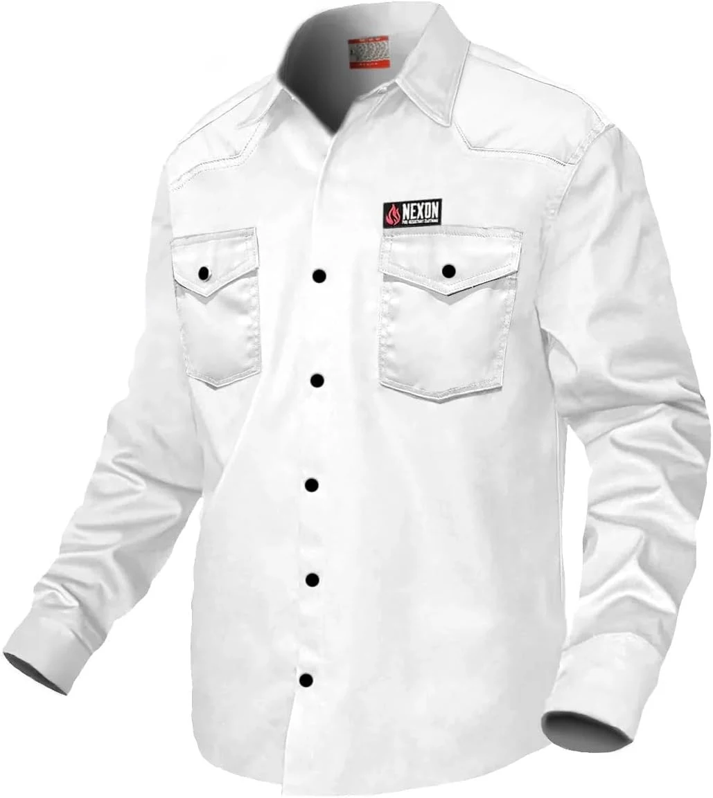 Næxon Pearl-Snap FR Work Shirt — White product photo