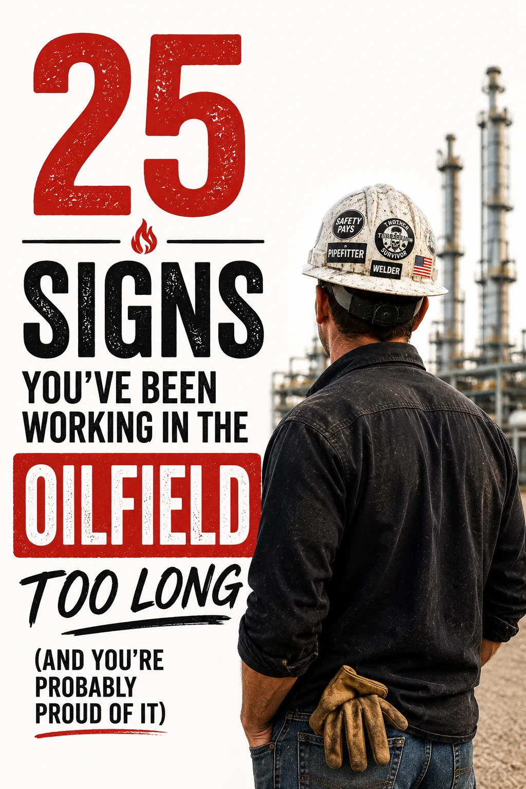 25 signs you’ve been working in the oilfield too long featuring an industrial worker at a refinery