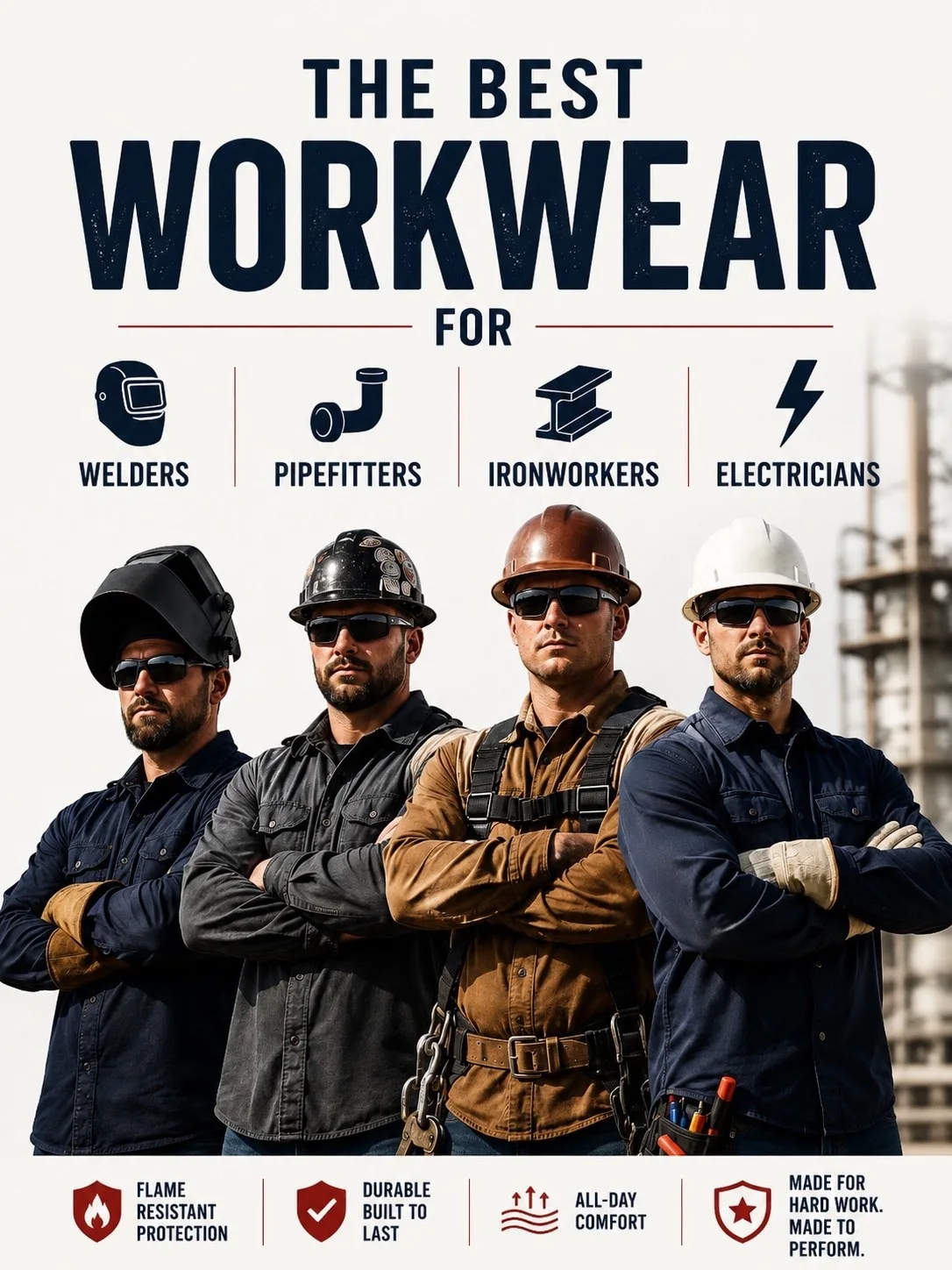 Best industrial workwear for welders, pipefitters, ironworkers, and electricians with flame-resistant protection