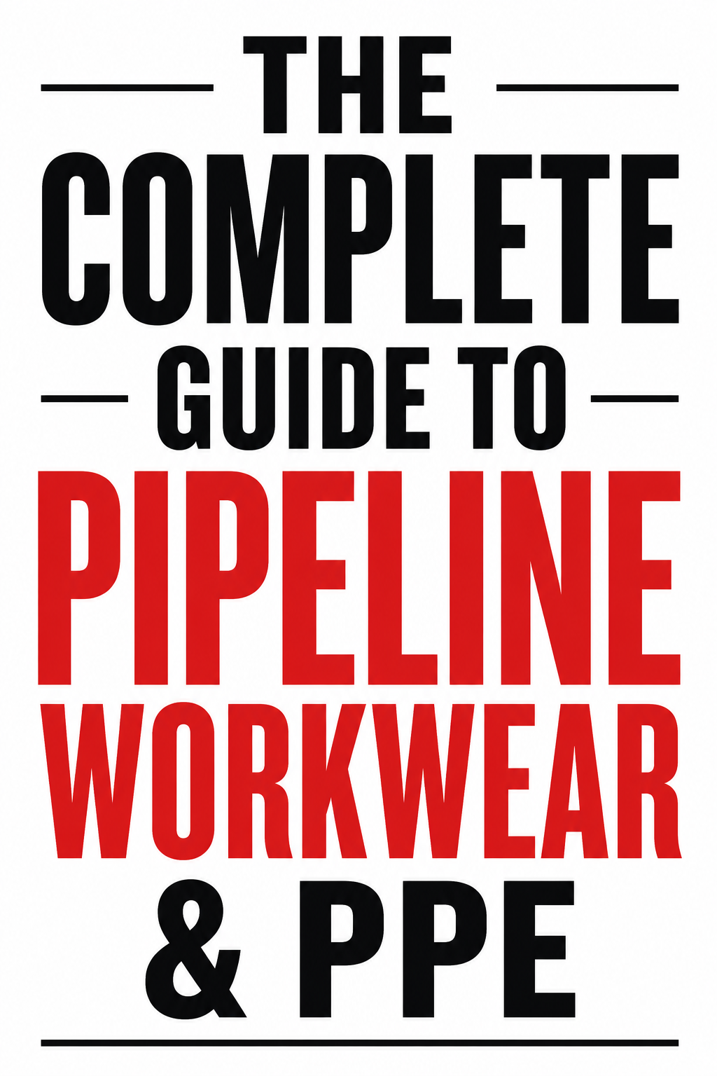 The Complete Guide to Pipeline Workwear & PPE text-only featured image with bold black and red typography on a clean white background for Næxon’s industrial safety guide.